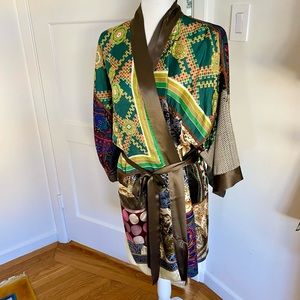 NWOT Burning Torch upcycled vintage scarf kimono OOAK